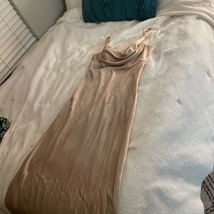 Champagne satin Revelry bridesmaids